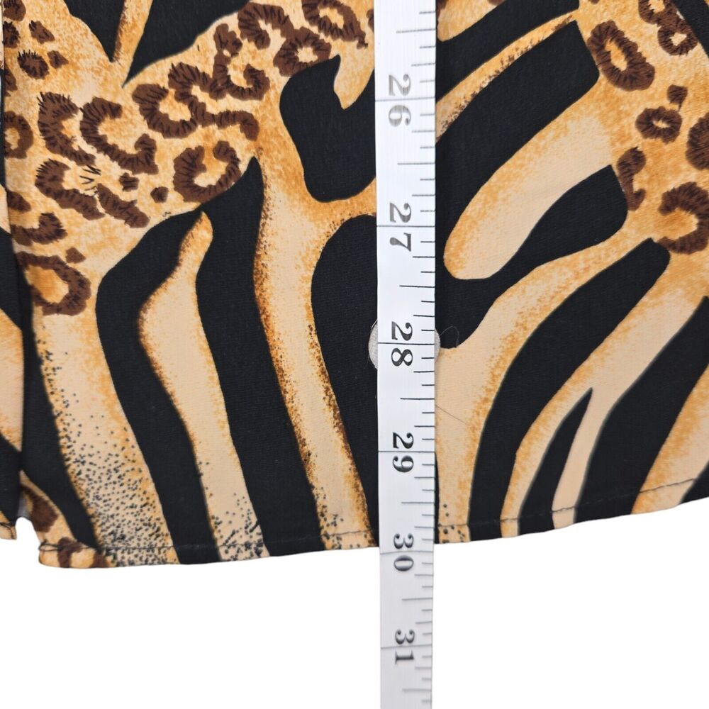 Vintage Le Caviar Womens Medium Blouse Animal Print Short Sleeve Slinky Flowy - Picture 8 of 11